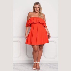 Orange Off The Shoulder Dress | Sz XXL